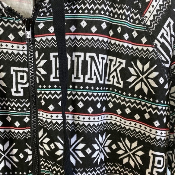 NWT Victoria's Secret PINK Sherpa Hoodie Fair Isle Onesie Pajamas‎ - Picture 5 of 7